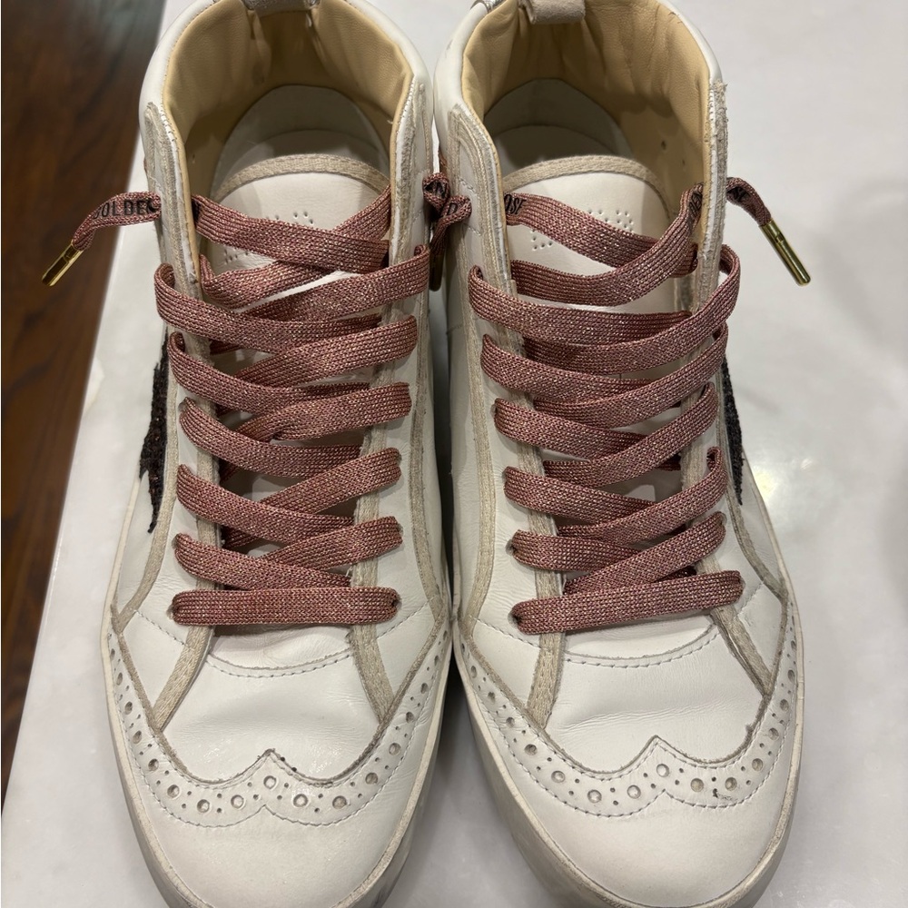 NIB Golden Goose White and Pink High-Top Sneakers 38/ 8